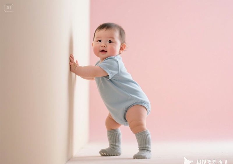 幼儿在安全环境中爬行探索
